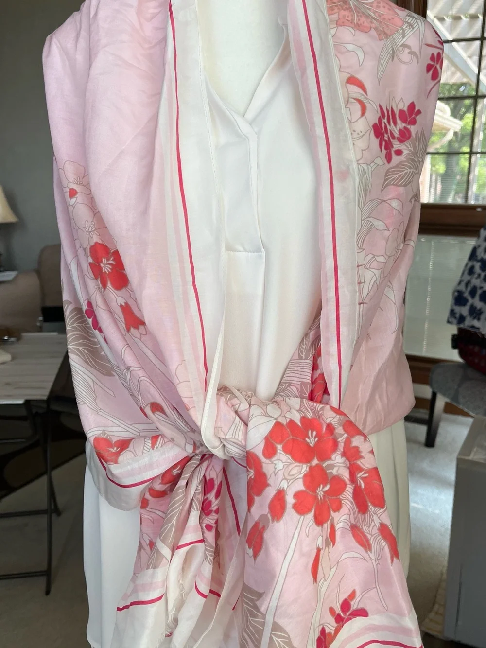 Talbots Pink & Cream Floral Scarf
